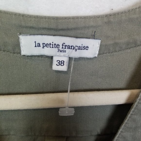 La Petite Francaise Paris Womens 38 (US 6) Olive Green Canvas Cropped Jumpsuit - Picture 5 of 6